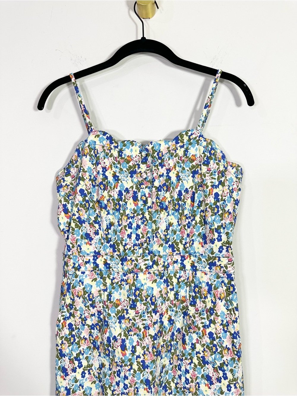 Maeve Anthropologie Colorful Floral Button Front Spaghetti Strap Jumpsuit - Picture 4 of 10